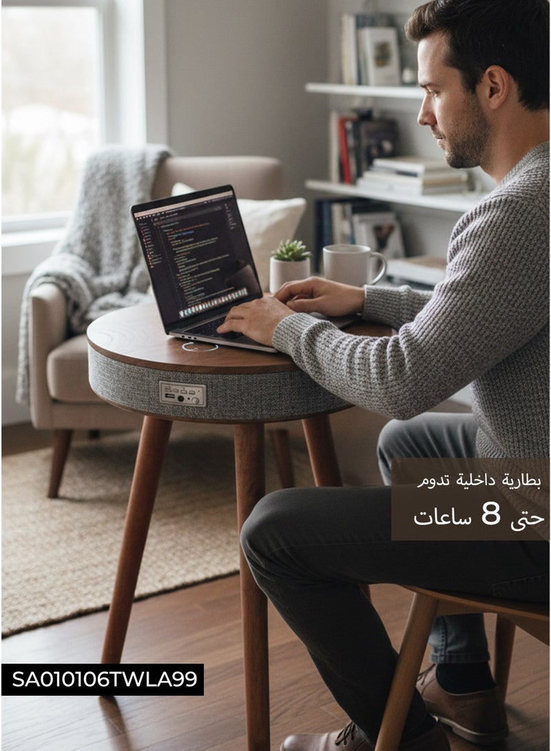 طاولة قهوة ذكية متعددة الوظائف بسماعات بلوتوث مدمجة شحن لاسلكي سريع منافذ USB بطارية داخلية ديكور عصري للصالة وغرف النوم والمكاتب - Image 5